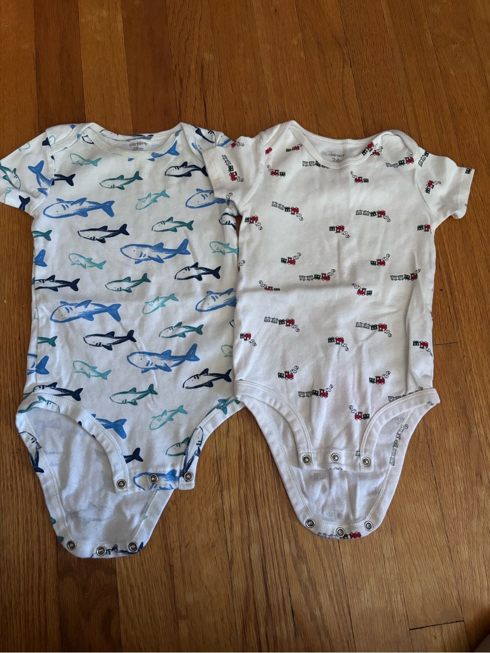 Carter's Baby Shark & Fire Truck Short-Sleeve One-Piece Bodysuits - White/Blue